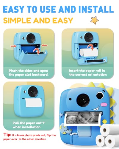 Prysyedawn Kids Instant Camera with Printing Paper, Printing Camera Refill Thermal Paper 10 Rolls, BPA Free - image 6