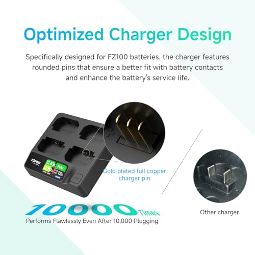 Chargeur de batterie de type NP-FZ100 Toprig quad à écran LCD - 6