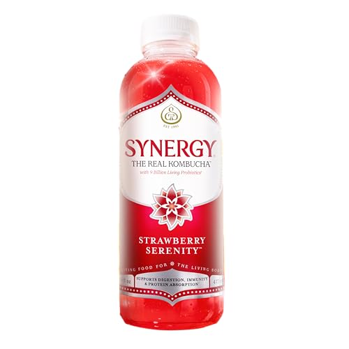 SYNERGY The Real Kombucha - Strawberry Serenity - 16 fl oz Bottle - Raw Probiotic Drink for Gut Health and Immune Support