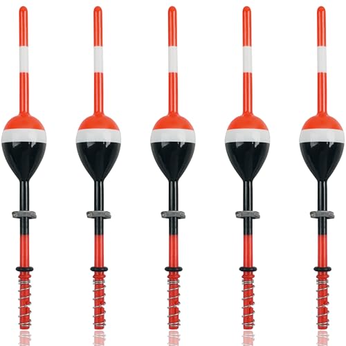 JOGFFDE Fishing Bobbers Slip Bobber Weighted Spring Floats Oval Stick Balsa Wood Floats for Crappie Panfish Walleyes Fixed Bobber Fishing Gear Accessories 5.7