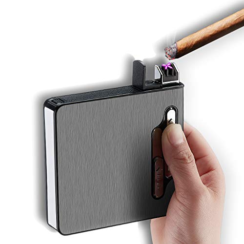 XLKJ tui  Cigarettes avec Briquet lectrique, lectrique USB  Rechargeable, sans Flamme, Coupe-Vent, tanche  L'humidit(Noir) :  Amazon.fr: Mode