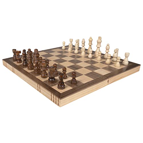 Premium Wooden Chess Set, 15.7 Inches Chess Board Game Set for Adults - Folding Board - Pieces Storage Slots, Handmade Portable Travel Chess Game - Beginner Chess Set for Kids, 6 up Age