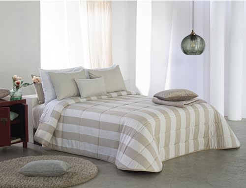Reig Marti Wilson Edredón Acolchado Jacquard, Color Marfil, con 2 Fundas de Cojín Duboislis 42x60cm, Relleno 200g/m², Poliéster 100%, para Camas hasta 180cm (135 cm)