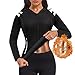 Bingrong Damen Sauna Effekt Anzug Taille Waist Trainer Fitness Lange Ärmel Neopren Shirt Abnehmen Training Korsett Bauchweg Schwitzeffekt Schwitzjacke Thermo Body Shaper (Schwarz, Large)