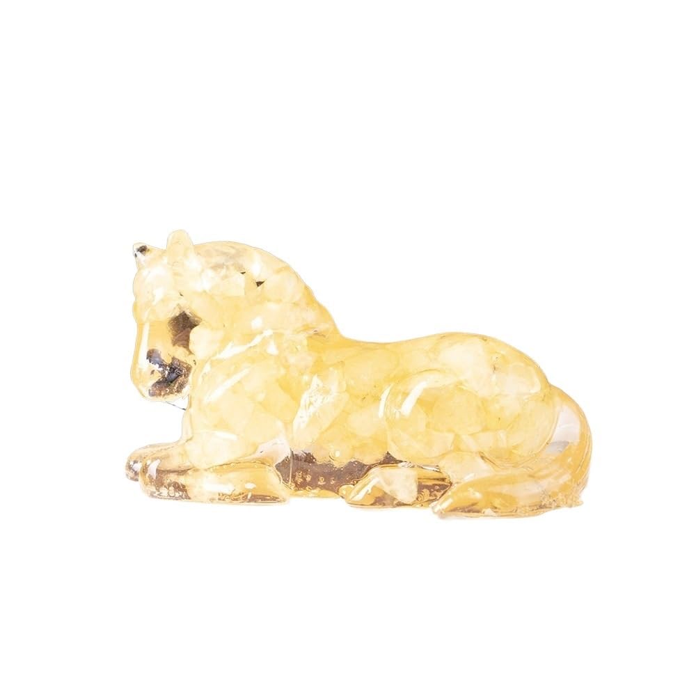 HUFFA Ornamental Horse Figurine - Crystal Epoxy Resin Home Decoration with Natural Tiger Eye Chips