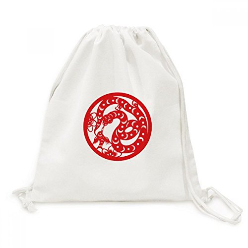 Sac à dos à cordon serpent zodiaque chinois en toile pour voyage