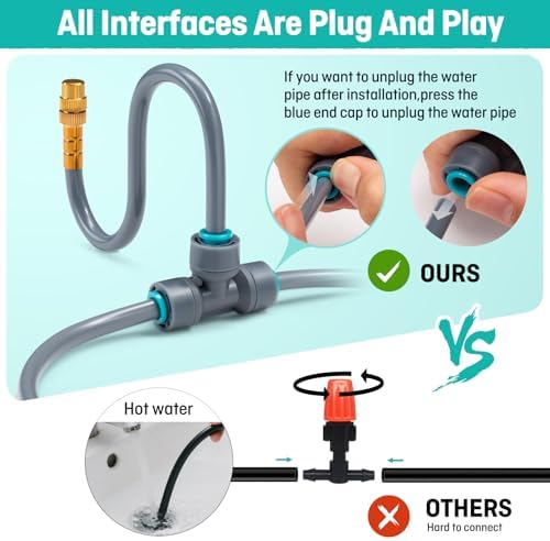 Bild 2 - 360° Automatisches Garten Bewässerungssystem, Tropfbewässerung mit Präziser Durchflussregelung, Sprinklersystem Kühlsystem für Gewächshaus, Hochbeet, Terrasse, Balkontopfpflanzen (20M)