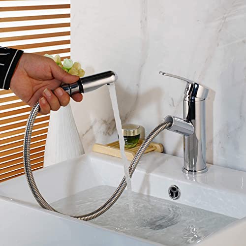 Robinet de salle de bains extractible mitigeur noir mat chic