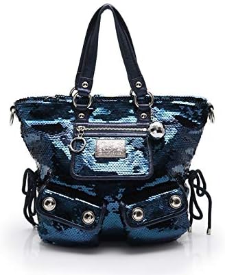 Amazon コーチ Coach ポピー シークイン スポットライト トートバッグ レザー スパンコール 青 2way 15383 中古 Coach コーチ トートバッグ