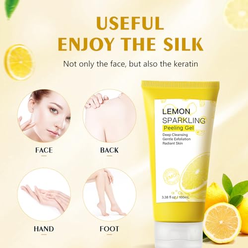 Lemon Exfoliating Gel,Lemon Peeling Gel,Vitamin C Face Scrub,Soft your Skin & Remove Dead Skin,Natural Face Scrub Exfoliator for Blackhead,Mild Face Exfoliator Scrub for Radiant Skin,Face & Body &Knee - Image 4
