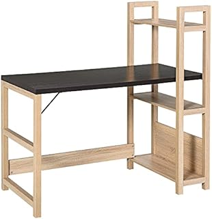 HOMCOM Computer Desk with shelves Office Desk Workstation, Writing Desk Computer PC Laptop Table Workstation, Black Wood Grain