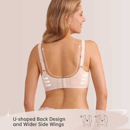 LetsJoli Wireless Seamless Bras for Women No Underwire Push Up Scalloped V Neck Full Coverage Support Bralettes Everyday Bras(Skin,XL - Image 3
