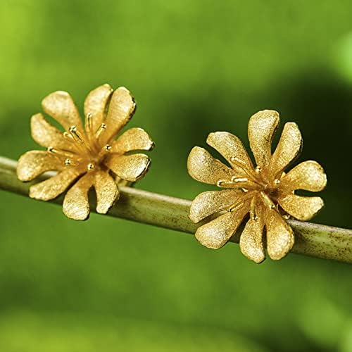 LOKILOKI Delicate Wild Flower Stud Earrings New Real 925 Sterling Silver Earrings for Women Handmade Fine Jewelry image 2