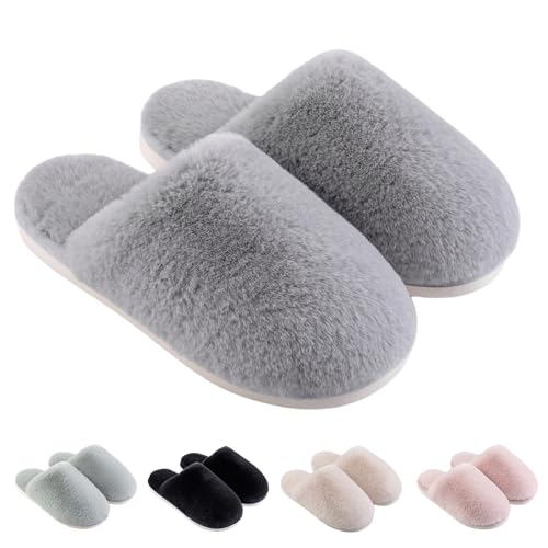 Fuzzy Slippers Women Comfy Warm Plush Slip-On House Slipper for Winter Indoor Soft Cushion Non-slip Fluffy Slides Slippers Cozy Plush Bedroom Shoes Flat Furry Fur Slipper2