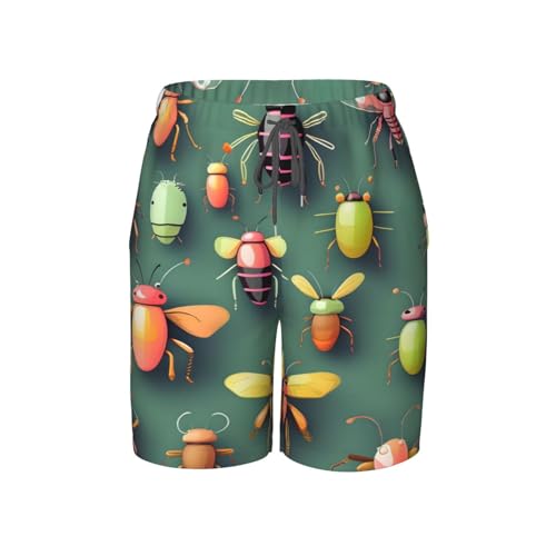 Insect Atlas Youth Beach Pants, Soft and Breathable, with Drawstring Waist, Suitable for Sports and Leisure.
