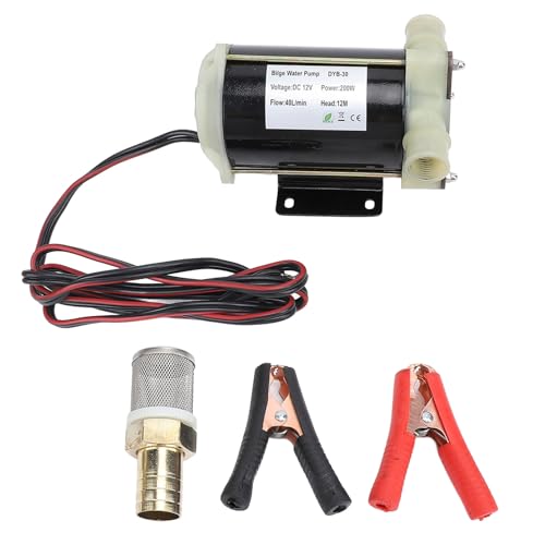 Fabater Marine 12V Selbstansaugende Impeller-Bilgenpumpe, 12 M Förderhöhe, 40 L/min Wassertransfer, Flexible Impellerpumpe für Süßwasser, Salzwasser für Flüssigkeitstransfer, Marine- und