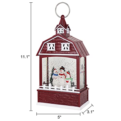 Image of Eldnacele Red Snowman Musical Snow Globe Lantern with 6H Timer