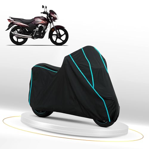 Image of Waterproof Bike Cover for TVS Sport | Dustproof, UV Heat Resistant & Windproof with Full Bottom Elastic, Heavy Duty Polyester Fabric, Triple Stitched - Black