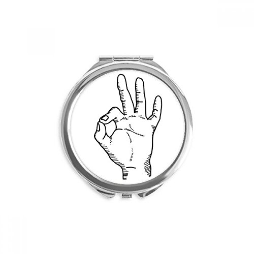 Miroir rond de poche à motif geste OK, mini miroir de maquillage portable 6,6x6 cm multicolore