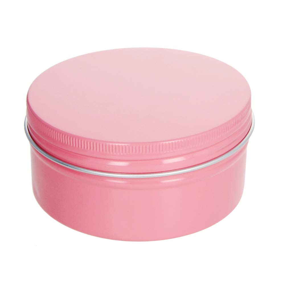 Othmro 5oz Metal Round Tins Aluminum Cans Jar Refillable Containers 150ml With Screw Lid for Lip Balm Crafts Cosmetic Candles Pink 8338mm