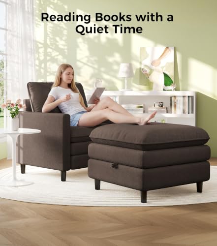 Image of Welzona 3-Layers Cloud Accent Chair with Ottoman, 33 inch Teddy Reading Chair