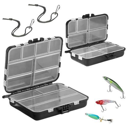 2 Pièces Boite de Peche, Étanche et Portable Double Couche Boite a Peche, Boite de Rangement Leurre de pêche pour Appâts de Pêche, Rangement du Matériel