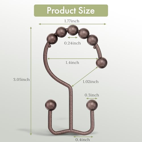 Image of Amazer Shower Curtain Rings, Stainless Steel Shower Curtain Hooks Rings, 12 Pcs Double Glide Shower Rings for Bathroom Shower Curtain Rods Dual Rust-Resistant Shower Hooks, Bronze