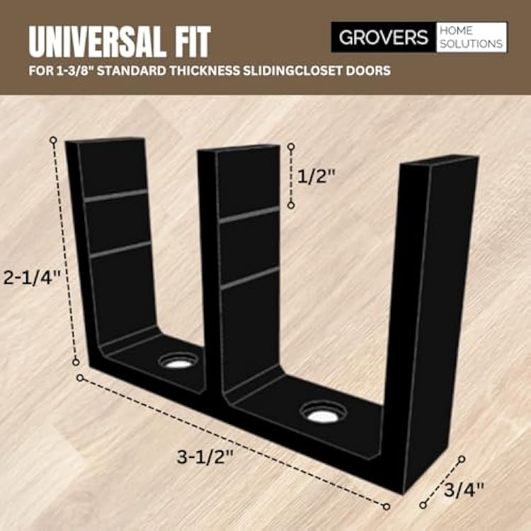Universal Adjustable Height Sliding Closet Door Floor Guide Bracket - Black - Grovers Home Solutions