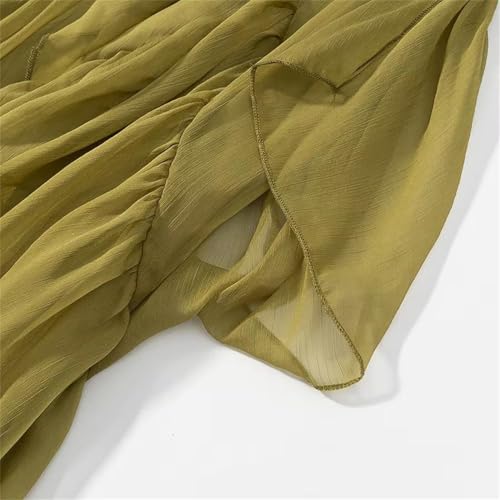 Summer Women Casual Asymmetrical Mid-Length Skirt with Layered Design Natural Waist Solid Color4