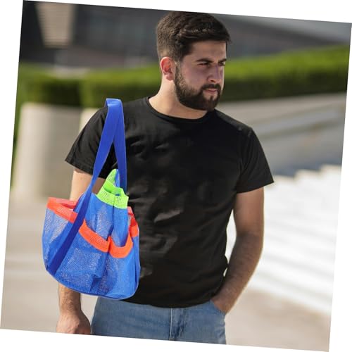 POPETPOP Large Mesh Beach Bag with Multi Pocket Design for Easy Organization Durable Beach Tote for Family Travel and Vacation Comfortable Carrying Shower Caddy4
