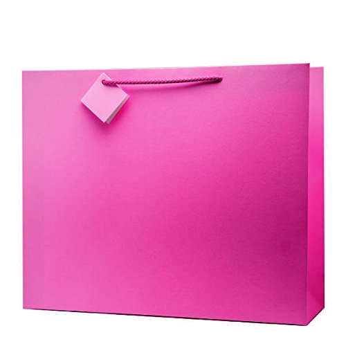 notjustballoons Luxurious Gift Bag for Birthdays Christmas Weddings or Corporate Gifts, UK Made (Shopper 14X17X5 inch, Fuchsia Pink)
