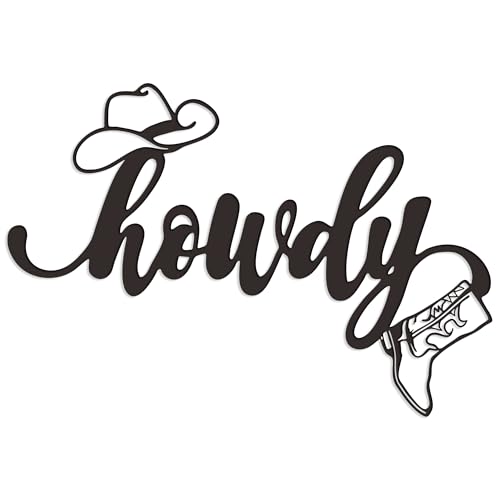 Metal Howdy Sign Wall Art - Embrace the Western Spirit with Our Unique Cowboy Hat & Boot Decor - Ideal for Home & Office Spaces