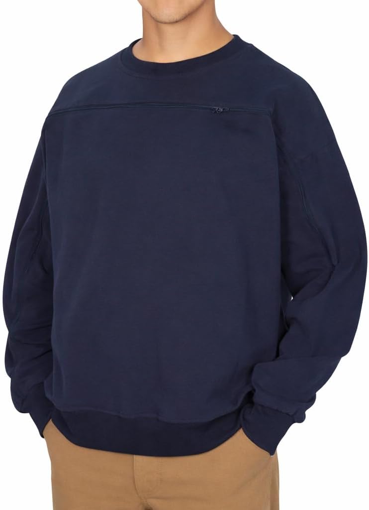 95% Cotton Crewneck with Full Arm & Chest Access | Dialysis, Chemo & IV Infusion Sweatshirt | Unisex Relaxed Fit