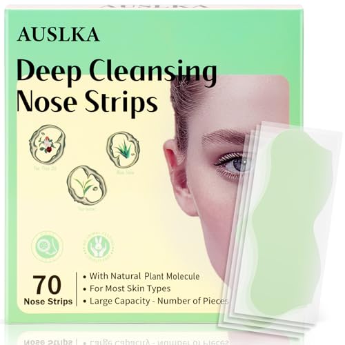 AUSLKA Blackhead Pore Strips,(70 Counts) Blackhead Remover-Deep Cleansing Nose Strips With Instant Pore Unclogging, Nose Plant Strips for Blackheads