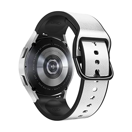 BNEGUV 20mm Silicone + Correias Inteligentes de Couro para Samsung Galaxy Watch 4 Clássico 46 42mm/Watch4 44mm 40mm Pulseira Sem Lacunas Pulseira (Cor: Branco, Tamanho: Galaxy watch4 44mm)