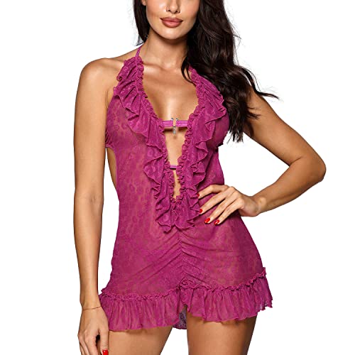 Axami Camisón De Noche Seductor Para Mujeres V-9749, Rosa,Xl