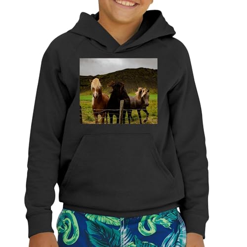 Sweat à capuche enfant chevaux en coton premium chaud et confortable - 2