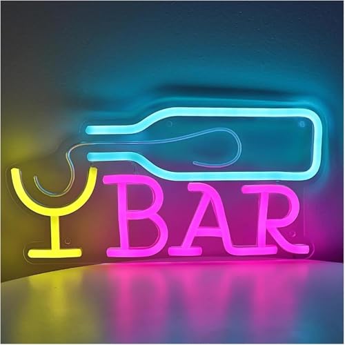 Enseigne lumineuse néon BAR à LED de 29cm pour décoration murale de bistro et pub