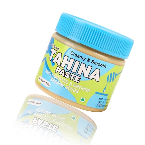 Image of Al Marah White Tahini /Tahina Paste, 250g ( 100% Hummus Ground Hulled Sesame Seed Paste Smooth & Creamy, Natural For Hummus, Middle Eastern Condiment for Salad Dressings, Gluten Free, Keto Friendly, Baba Ghanoush and More )
