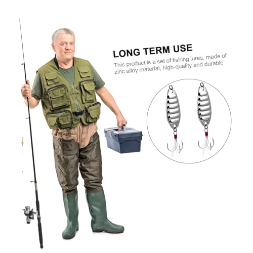 2Pcs Flat Stripe Metal Lures with Treble Hooks Durable Fishing Baits for Freshwater and Saltwater Lightweight Fishing Accessories for Easy Storage and Carrying3