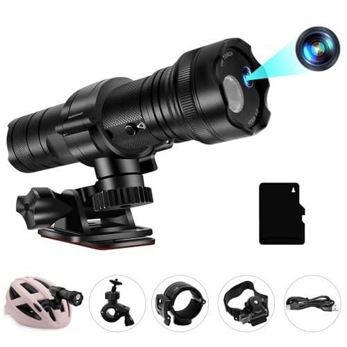 LXMIMI Camara Deportiva HD 1080P Mini DV Camara, 120° Camara Deportiva para Moto, Camara de Accion para Casco, Camara Linterna Deportiva para Exterior con Tarjeta Micro SD de 32GB