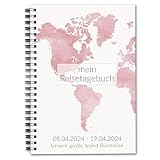 Personalisiertes Reisetagebuch zum Ausfüllen | persönliches Reisebuch für 3 Wochen | personalisiertes Geschenk | Reise must haves für Weltreise Roadtrip uvm | Ringbuch A5 | Weltkarte | Calmondo