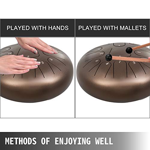 image for Happybuy Steel Tongue Drum 13 Notes 12 Inches Dia Tongue Drum Maroon H