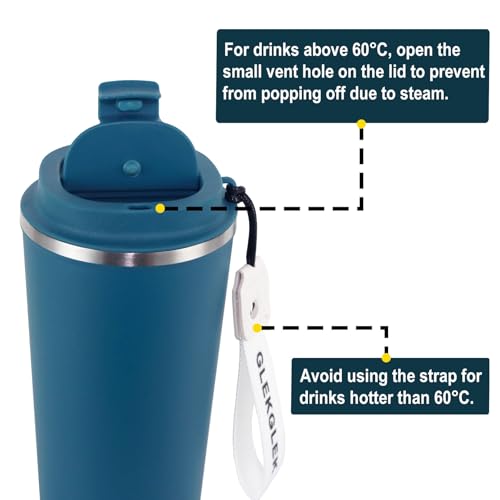 Miniatura 3 de Glekglek Taza Térmica 500ml, Reutilizable Vaso Termo Cafe Para Llevar, Doble Pared Vaso Termico, Antiderrames Frascos De Viaje Para Coche Camping