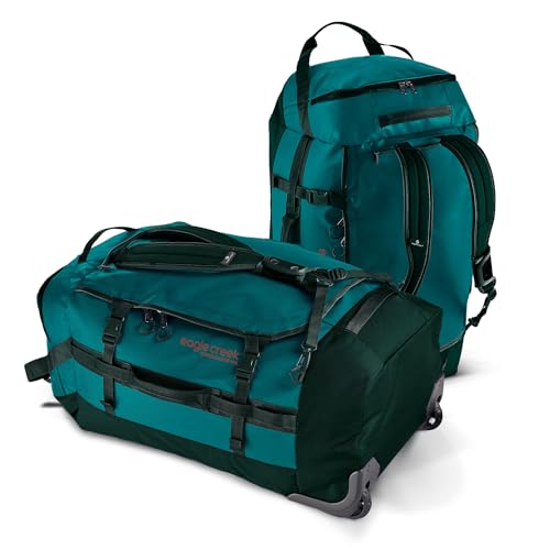 Eagle Creek Cargo Hauler 110L Rolling Duffle Bag with Wheels and Handle, Tuck-Away Backpack Straps, Easy-Access End Pocket & U-Lid Main Compartment, Arctic Seagreen