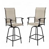 Crownland Outdoor Swivel Bar Stools Set of 2, Bar Height Patio Chairs with...