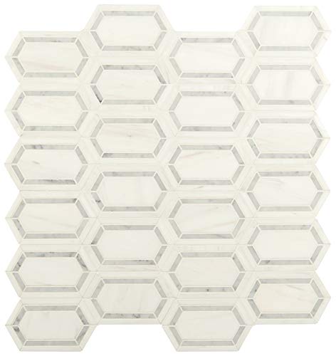 Msi Amz-Md-00253 Pavilion Picket X 12 In. Geometric Hexagon Polished Marble Mesh-Mounted Mosaic Wall Bathroom, Floor Tile And Kitchen Backsplash, White, Gray, 10 Square Feet #TOP18