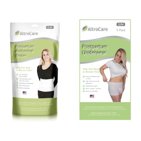 AltroCare Postpartum Bundle, S/M Binder & 5-pack Disposable Underwear. Cover