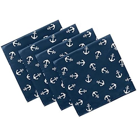 ZzWwR Nautical Anchors Cloth Napkins Set Cover