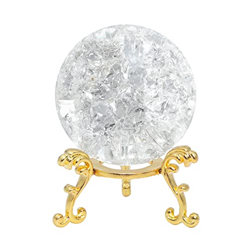 Boule de cristal craquelée transparente 50mm objet décoration maison - 2